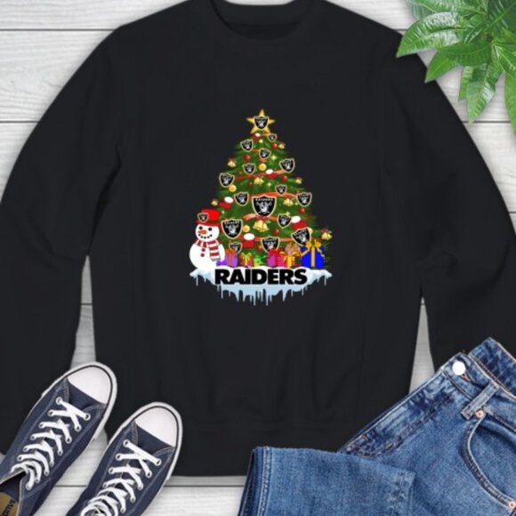 Oakland Raiders Merry Christmas NFL Football Sports Holiday Sweatshirt 91 - Picture 1 of 5